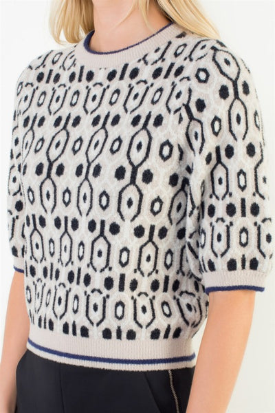 Geo Print Knit Top