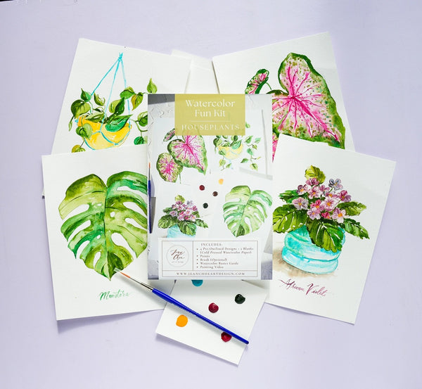 All-In-One Watercolor Fun Kit - Houseplants