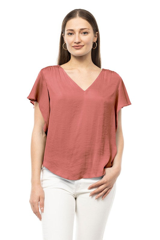 Flutter Sleeve V-Neck Top