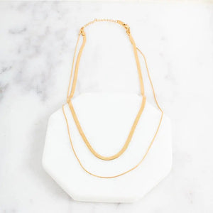 WATERPROOF Layered Herringbone Necklace