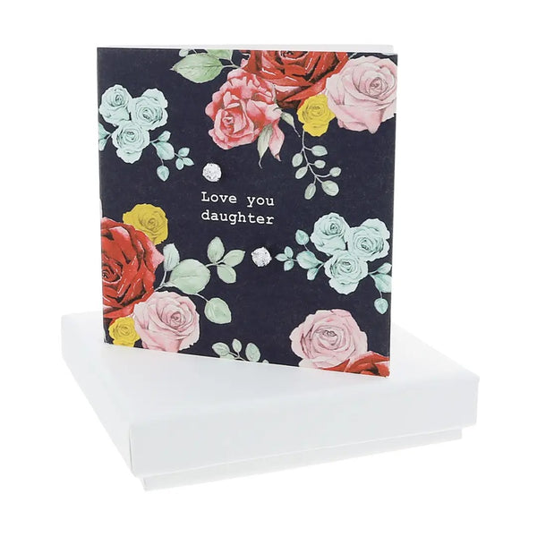 Love You Daughter Sterling Silver Earrings Card