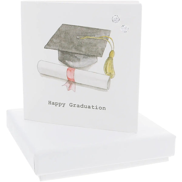 Happy Graduation Sterling Silver Earrings Card
