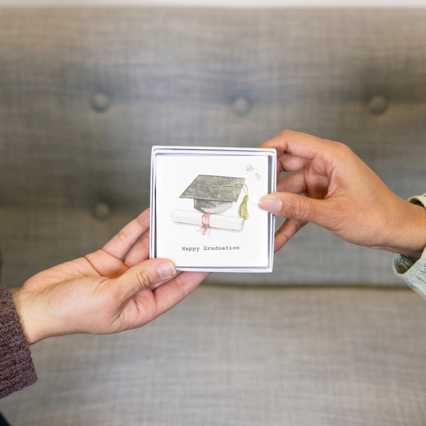 Happy Graduation Sterling Silver Earrings Card
