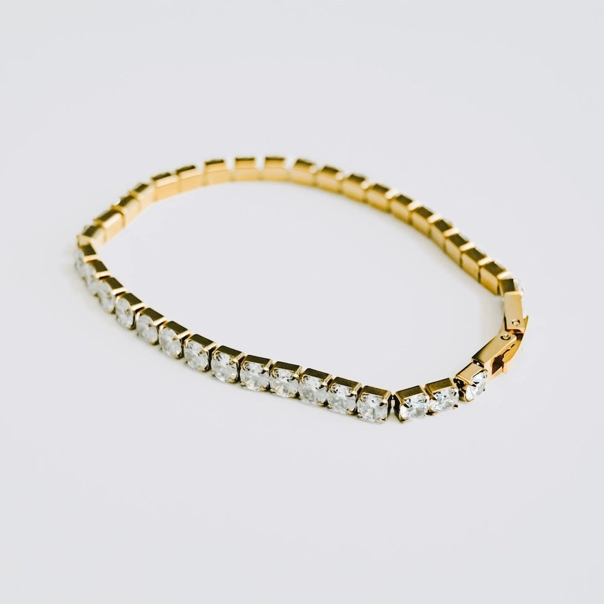 Gold Dipped Date Night Rhinestone Bracelet - WATERPROOF