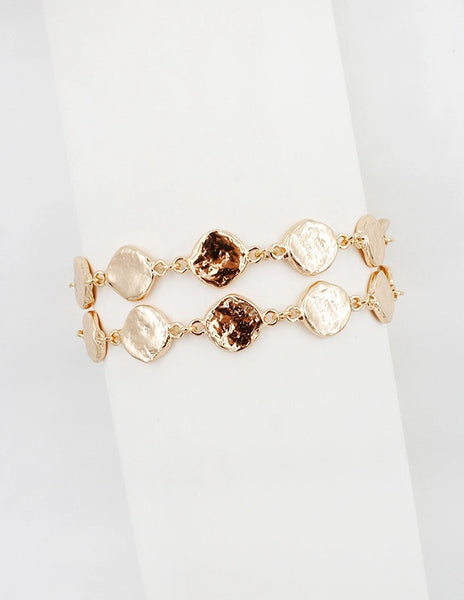 Layered Textured Disc Bracelet