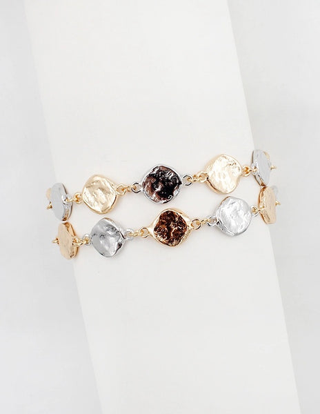 Layered Textured Disc Bracelet