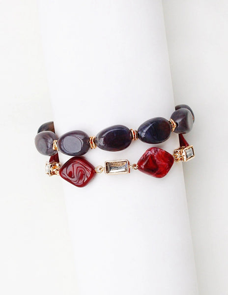 Layered Geo Glass Bead Bracelet