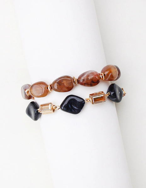 Layered Geo Glass Bead Bracelet