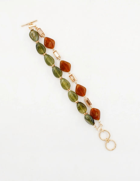 Layered Geo Glass Bead Bracelet