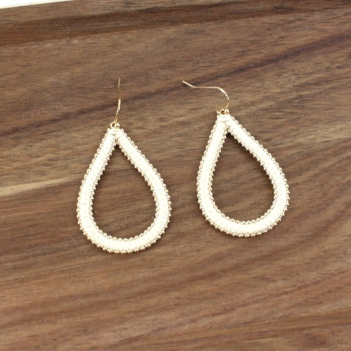 Vegan Leather Wrapped Teardrop Earrings