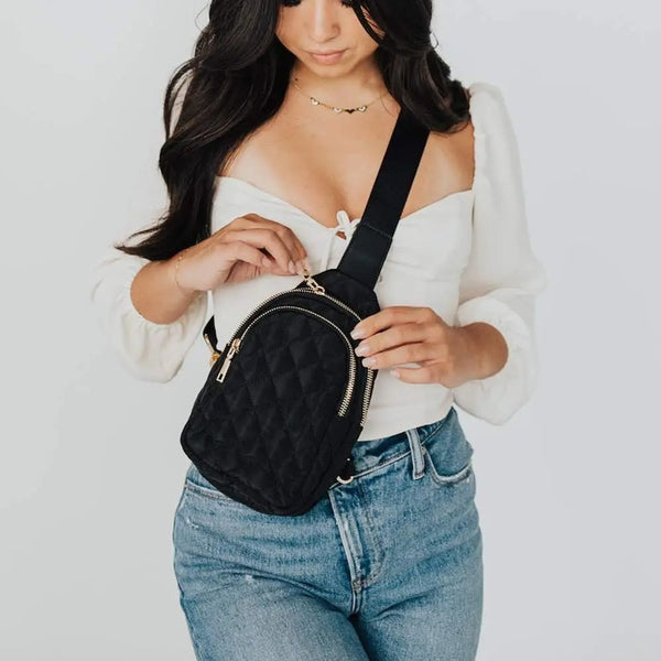 Quilted Nylon Sling Bag