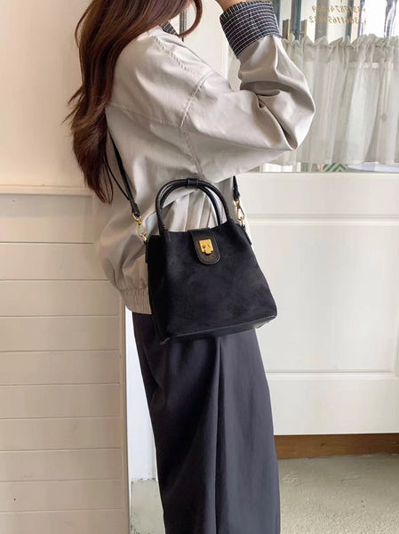 Mini Vegan Suede Bucket Bag