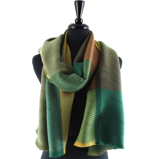 Multicolor Pleated Checkered Scarf