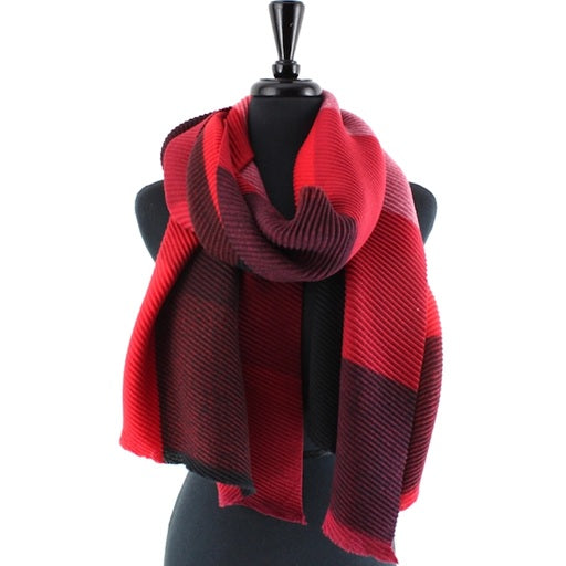 Multicolor Pleated Checkered Scarf