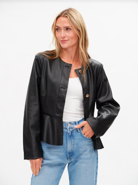 Vegan Leather Peplum Jacket