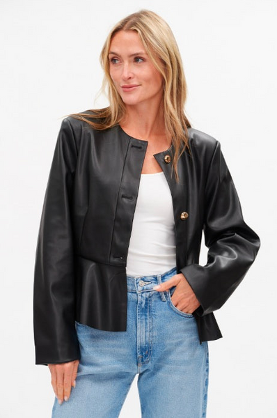 Vegan Leather Peplum Jacket