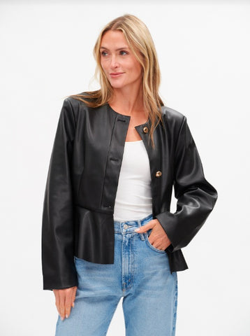 Vegan Leather Peplum Jacket