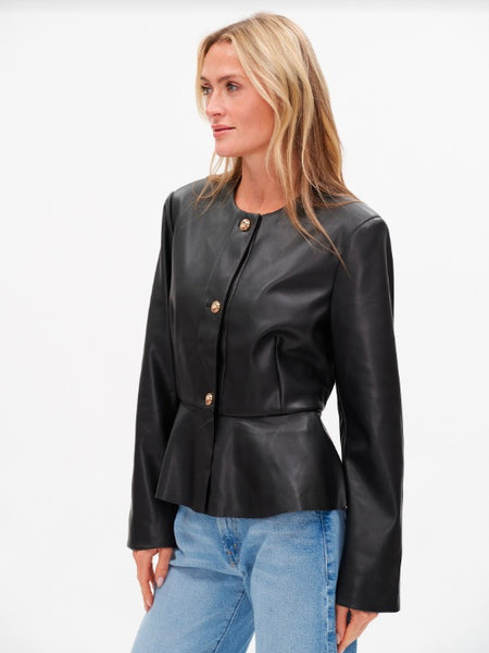 Vegan Leather Peplum Jacket