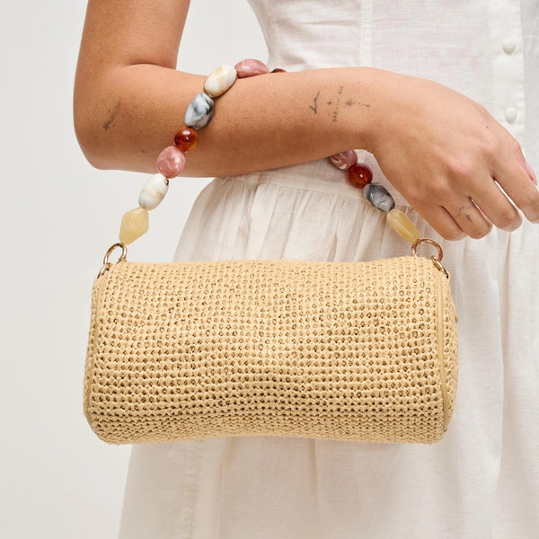 Rachel Beaded Strap Raffia Bag