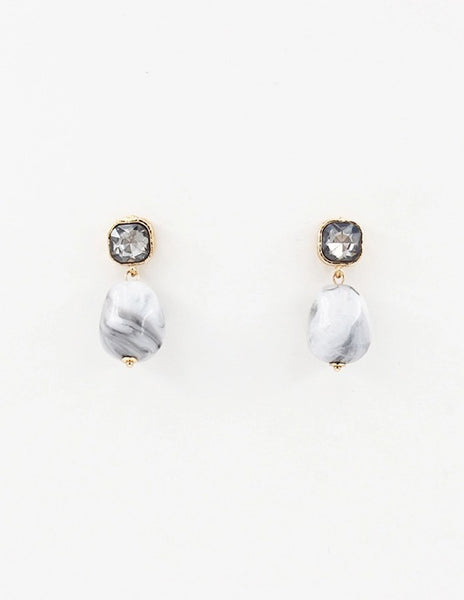 Square Crystal Bead Drop Earring