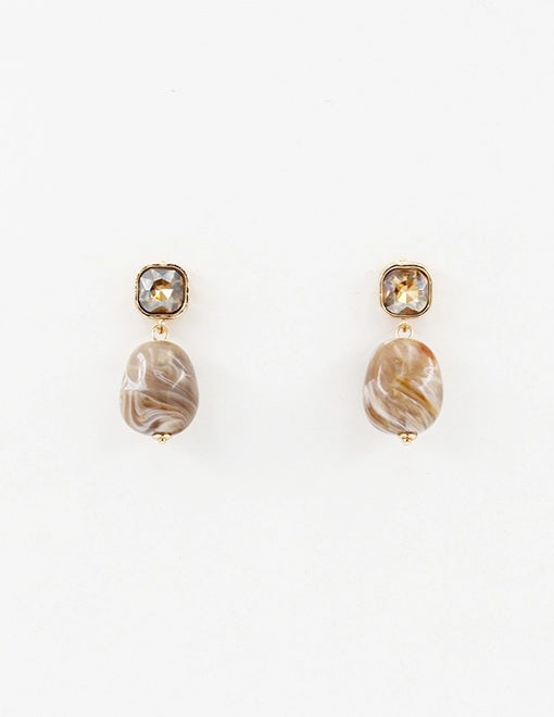Square Crystal Bead Drop Earring