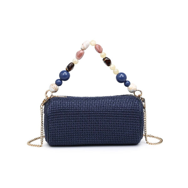 Rachel Beaded Strap Raffia Bag