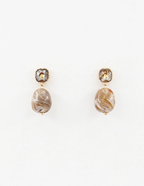 Square Crystal Bead Drop Earring
