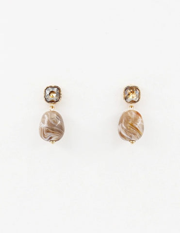 Square Crystal Bead Drop Earring