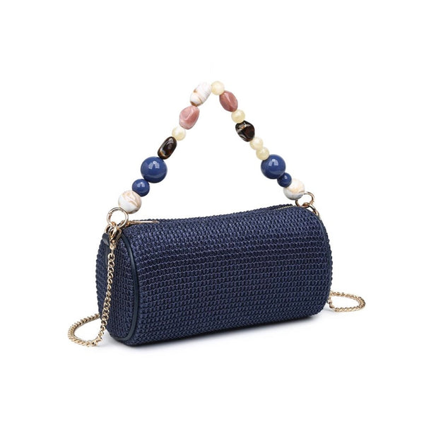 Rachel Beaded Strap Raffia Bag