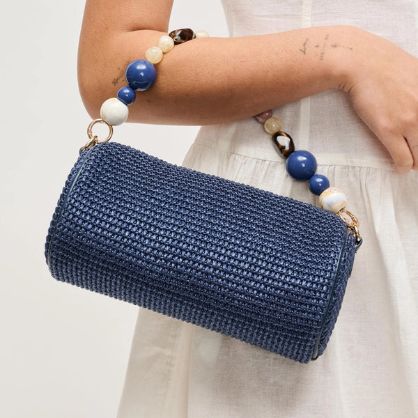 Rachel Beaded Strap Raffia Bag