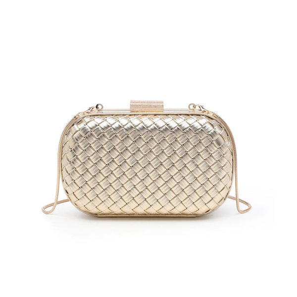 Roslyn Metallic Basketweave Clutch