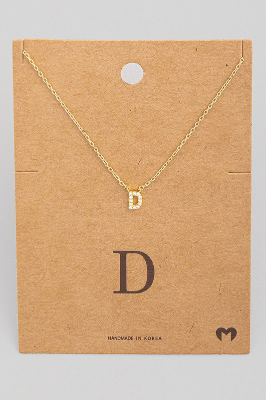 D Rhinestone Initial Necklace