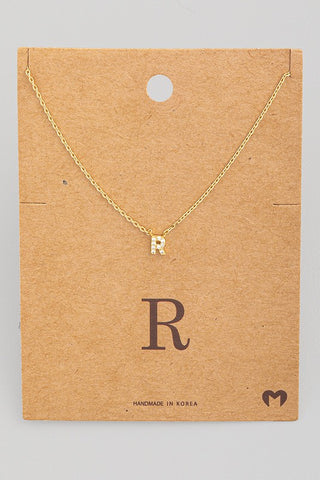 R Rhinestone Initial Necklace