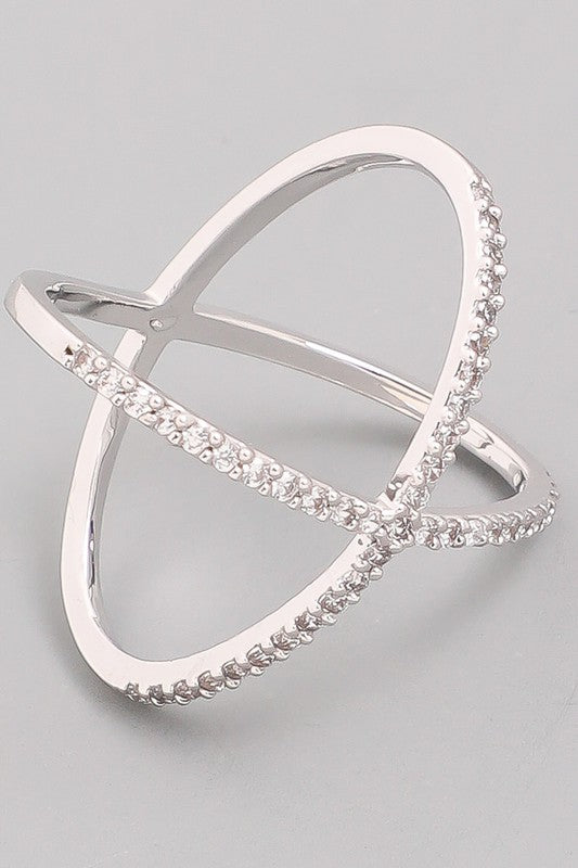 Rhinestone X Ring