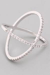 Rhinestone X Ring
