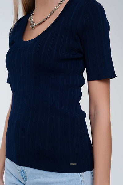 Ribbed Scoop Neck Knit Top - FINAL SALE