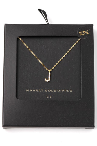 J 14K Gold Dipped Rhinestone Initial Necklace