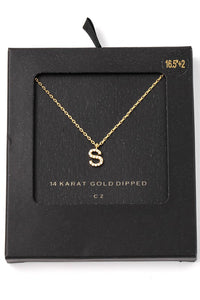 S 14K Gold Dipped Rhinestone Initial Necklace