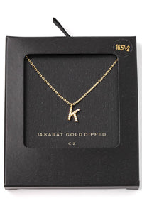 K 14K Gold Dipped Rhinestone Initial Necklace