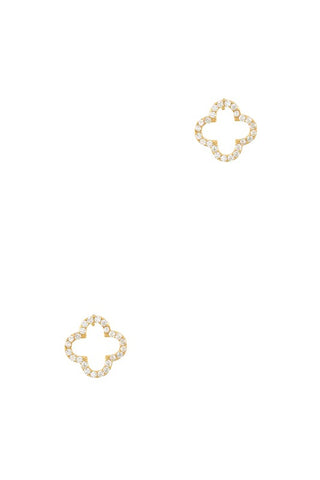 Gold Dipped Rhinestone Clover Earrings