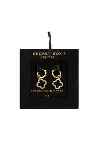 14K Gold Dipped Clover Drop Earrings