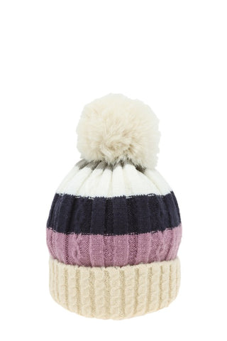 Striped Fleece Lined Knit Hat - FINAL SALE