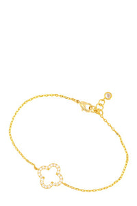 Gold Dipped Rhinestone Clover Bracelet