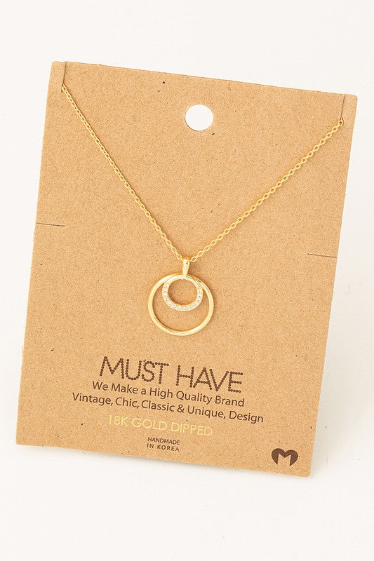 Gold Dipped Double Circle Necklace