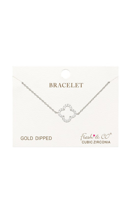 Gold Dipped Rhinestone Clover Bracelet