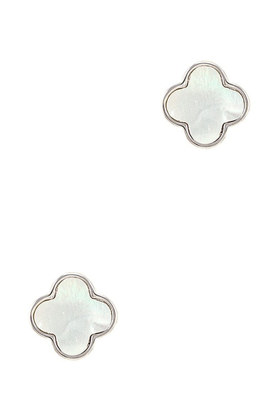 Gold Dipped Mother Of Pearl Clover Earrings