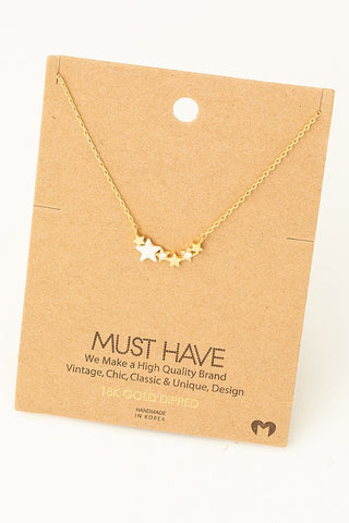 18K Gold Dipped Mixed Star Necklace