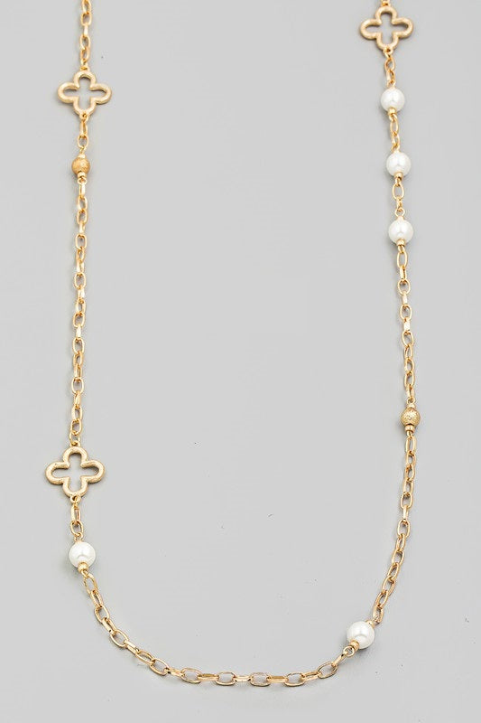 Clover & Pearl Chain Necklace