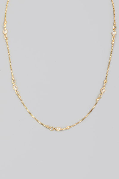 Bezel Stone Chain Necklace