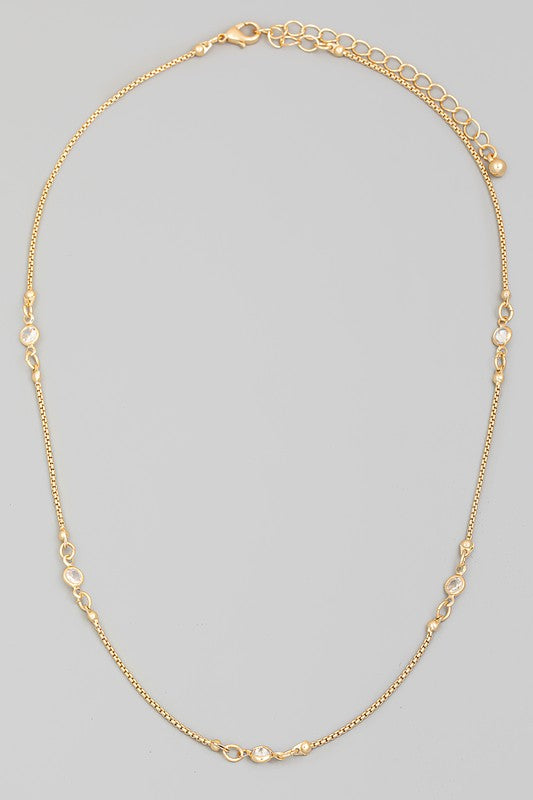 Bezel Stone Chain Necklace